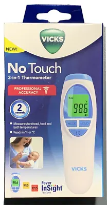 Vicks No Touch 3 In 1 Thermometer Measures Forehead Temperature - New In Box • $9.95
