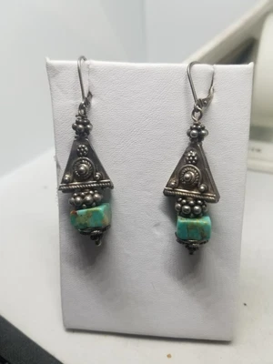 $25 • Buy 925 Sterling Silver Earrings Dangle. One Of A Kind With Turquoise Stones. ...