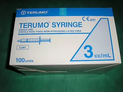 100 X 3ml Terumo Syringe SLIP TIP - Syringes Only - No Hypodermic Needle. • $26