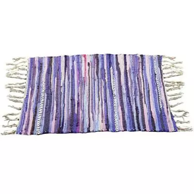 Rag Rug Recycled Material Purple 50x90cm New • £13.99