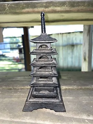 Vintage Japanese Cast Iron Pagoda Incense Burner Tea Candle Holder • $249