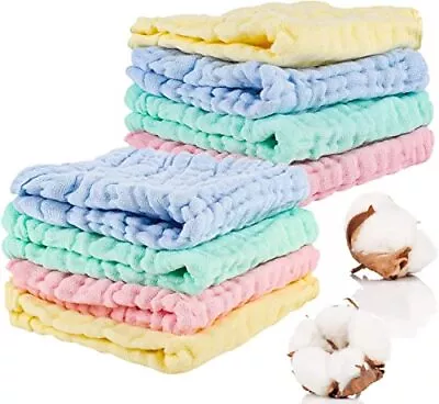 8 Pack Muslin Cloths For Baby 12x12 Inch Muslin Squares Soft Burp Cloths 6 • £9.30