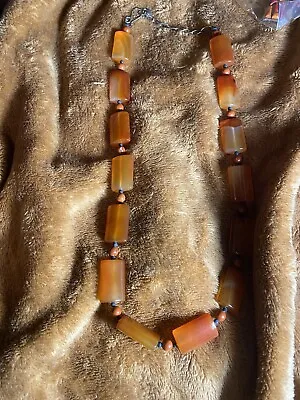 Jay King Carnelian And Coral Sterling Silver Necklace 11in • $55