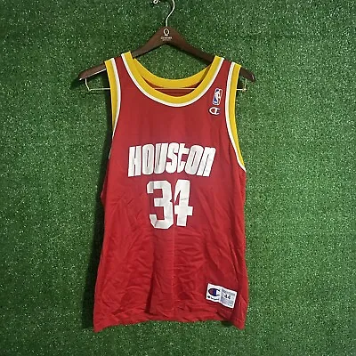 $55 • Buy Vintage Champion Hakeem Olajuwon Houston Rockets Jersey Size 44 Mint