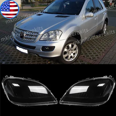 For 2006-2008 Mercedes Benz W164 Ml350 Ml500 Pair Headlight Lens Headlamp Cover • $85.48