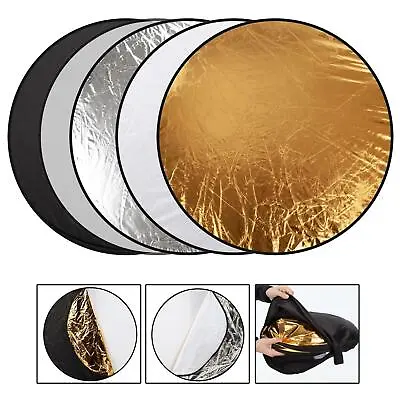 5 In 1 43  Light Diffuser Round Reflector Disc 110cm For Photography + Carry Bag • £10.59