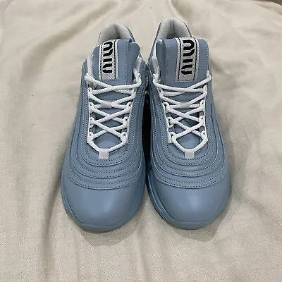 Miu Miu Women's Crystal-Embellished Chunky Sneakers Cielo Light Blue 39 • $350