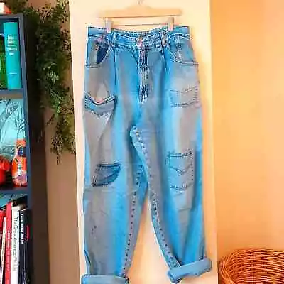 Vintage Gloria Vanderbilt Custom Jeans 80s Patched Upcycled Denim OOAK Baggy • $79