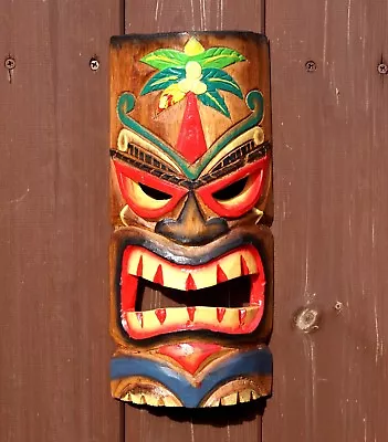 £11.90 • Buy Tiki Mask Wooden 30cm Wall Hanging Handcarved Painted Bar Garden Pub Decoration 