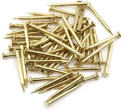 Brass Plated HARDENED PICTURE PIN Nail Hook Photo Frame Wall Hanging DIY • £3.29