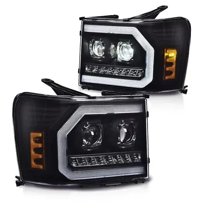 Fit For 07-2013 GMC Sierra 1500 2500HD 3500HD LED DRL Tube Projector Headlights  • $168.98