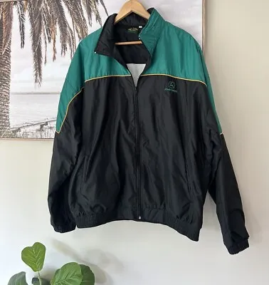 JOHN DEERE Vintage Zip Windbreaker Tractor Jacket Coat Mens Size XXL • $220