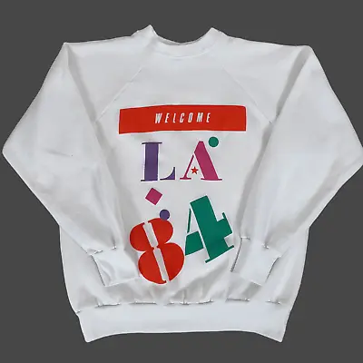 Vintage 80s Summer Olympic LA Crewneck Sweatshirt Pre-Owned Size M 20.5  X 25.5  • $30