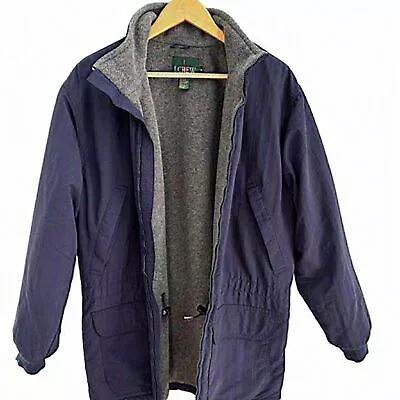 Vintage J. Crew Navy Puffer Jacket With‎ Fleece Lining Size Small • $37.05