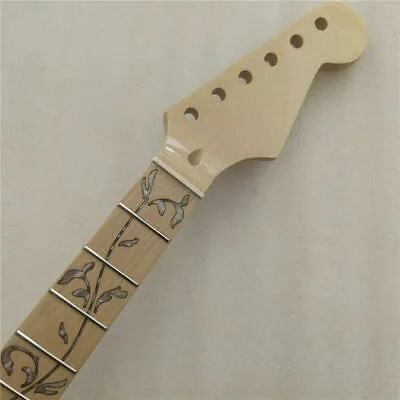 22 Fret Maple Electric Guitar Neck Replacement Maple Fingerboard Vine Inlay 25.5 • $69.99