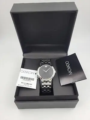 $895 MSRP | Movado Men’s Veturi Black Dial Silver Tone Swiss Watch - 0607415 NEW • $369.99