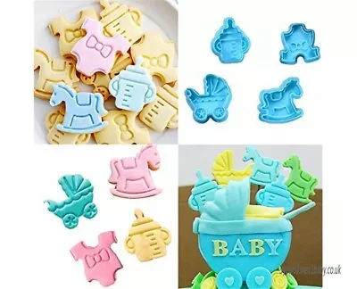 Baby Shower Biscuit Cuttters Plungers Bottles Vest Pram Cakes Decorating Fondant • £7.25