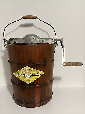 Vintage Primitive 4 Quart Arctic Freezer Hand Crank Ice Cream Maker Great Patina • $124.99