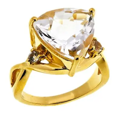$47.71 • Buy Herkimer Mines  Diamond  Trilliant & Round Cut Quartz Ring, Size 8 (Goldtone)