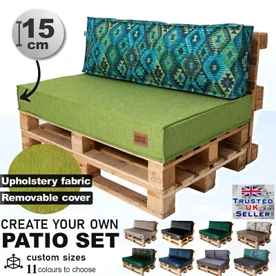 Premium Garden Pallet Cushions 120x 60/65/80 Cm Seating Pad Cushion  Soft-touch • £78.99