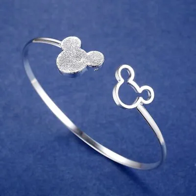 925 Sterling Silver Fine Mickey Mouse Bangle Bracelet Woman Fashion Jewelry Gift • $2.12