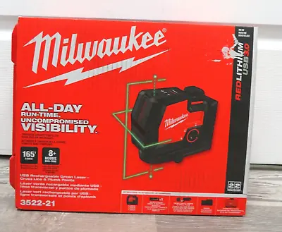 Milwaukee 3522-21 Green Beam Laser Cross Line Plumb Point USB Rechargeable NEW • $249.99