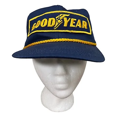 Vintage GOODYEAR Hat Snapback Cap By K-Products Gold Rope Navy Blue Patch NWOT • $30