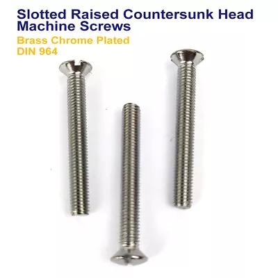 M5 X 20mm SLOTTED RAISED COUNTERSUNK MACHINE SCREWS CHROME PLATED DIN 964 • £3.09