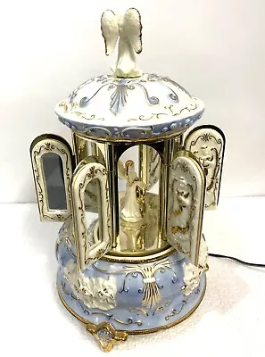 Mr Christmas Porcelain Angelic 12  Music Box Carousel Holiday Carillon- 8.4 • $79.95