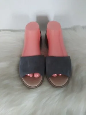 J Jill Women's Shoes Sz 7.5 Gray Open Toe D'orsay Suede Leather Slip On Sandals • $12.50