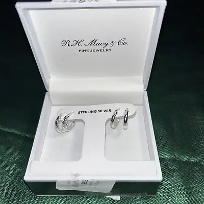 R.H.Macy's Fine Jewelry Earrings Sterling Silver Set Macy’s Return One Pc • $50