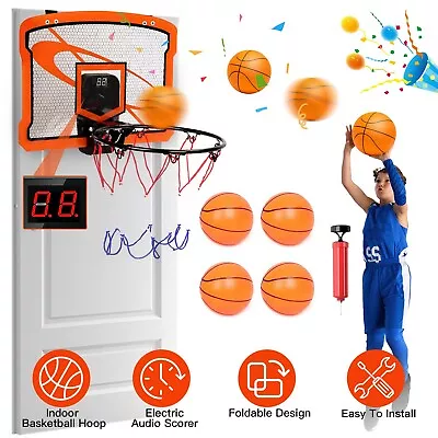 Over The Door Mini Foldable Basketball Hoop Indoor With Electric Scorer Kids Toy • $31.03