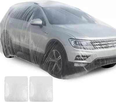 1-2pc Clear Plastic Temporary Universal Disposable Car Cover Rain Dust Garage US • $13.28