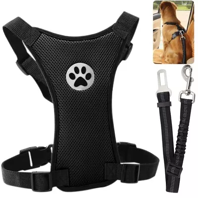 Dog Car Harness Seatbelt Set Pet Vest Harness With Safety Seat Belt For Trip • £3.99