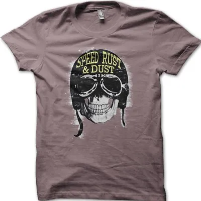 Speed Rust And Dust Biker Skull Airhead Cafe Racer Harley Motorcycle T-shirt 007 • £14.46