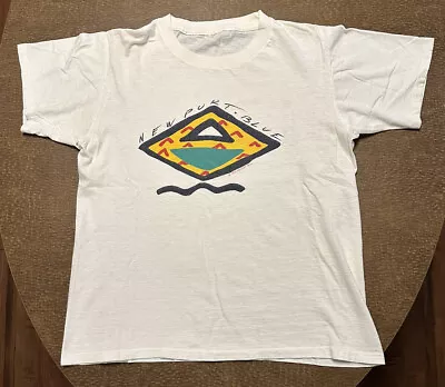 VINTAGE 1986 Newport Blue T-Shirt White Men's Medium 80s Beach Fishing Sailing • $29.97