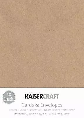 Kaisercraft - Card & Envelope 10pk C6 - Kraft • $6.50