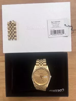 Seiko Sgf206 Quartz Stainless Gold Tone Watch Box Links Booklet Included • $0.01