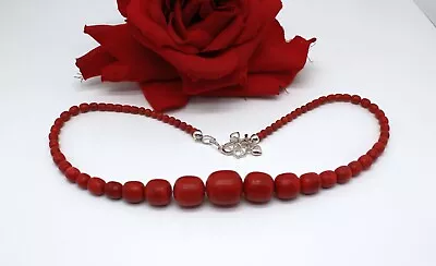 Sterling Silver Jay King Coral   Beaded   21   Necklace  CAT RESCUE • $44.99