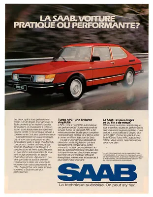 1984 SAAB 900 Turbo APC Vintage Original Print AD | Red Car Photo French Canada • $7.24