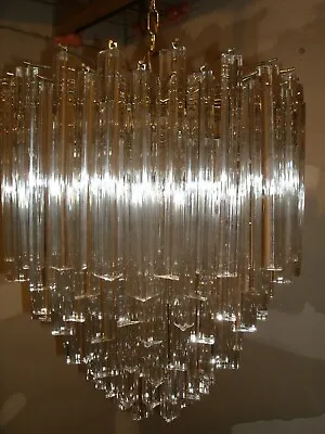 Vintage  Murano Glass Venini  8 Tiered 120 Crystal Triedre Chandelier • $2300