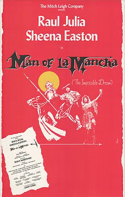 Man Of LaMancha ~Broadway Original 1992 Poster~ Raul Julia & Sheena Easton • $75