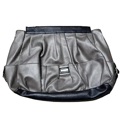 Miche Prima Silver Black Bag Purse Shell  Vegan Leather Pleated Tote  • $13.91