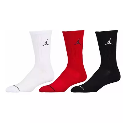 Men's Nike Jordan Jumpman 3-Pack Crew Socks - Black/White/Red (DX9632 902) - • $17.99