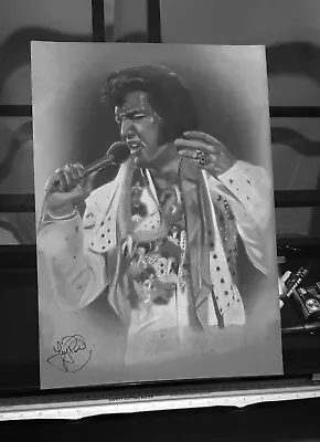 Elvis Presley The King Art Print Wall Canvas Picture A3 Hand Drawn Portrait • £20