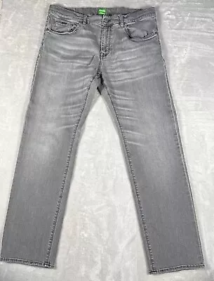 Hugo Boss Jeans Men 36X32 Gray Denim Straight Stretch Green Label Casual C Maine • $29.99