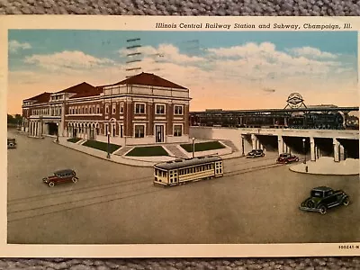 Vintage 1943 Postcard Of Illinois Central Railway Station And Subway • $1.75