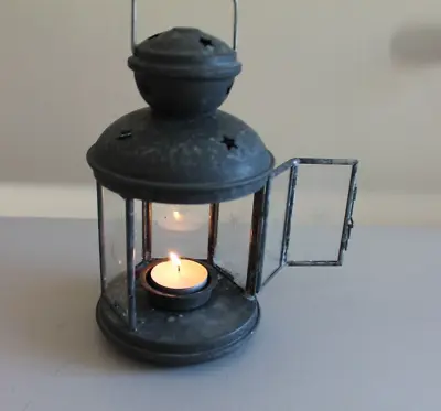 Vintage Metal Lantern For Tea Light Star Cutouts • $24
