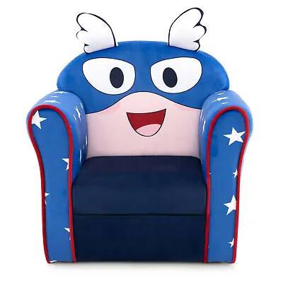 Kid's Sofa Chair Toddler Upholstered Armchair Wooden Frame Children Couch Navy • $57.95