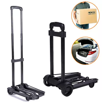 Folding Foldable Hand Sack Heavy Duty Truck Barrow Cart Wheel Trolley 35kg Black • £15.99